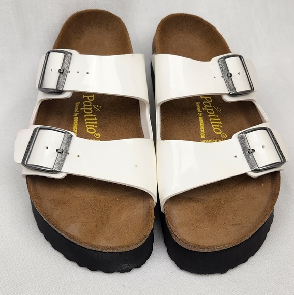 Papillio By Birkenstock White Platform Slip-on Sandals. - Picture 4 of 12